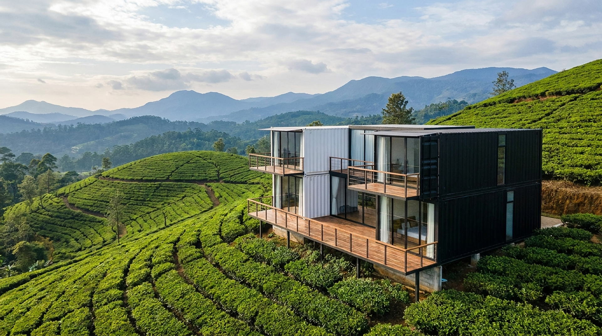 Modern modular home on a hillside